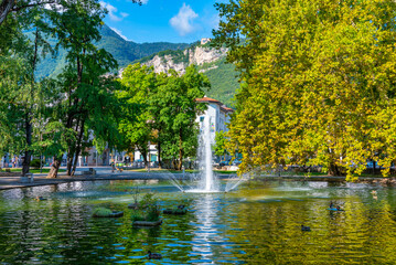 Public garden in the Italian town Trento