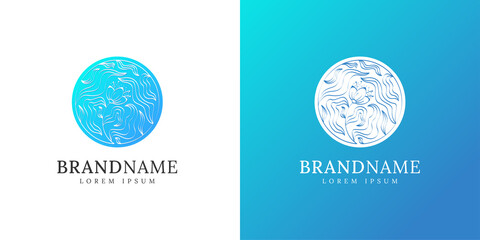 Floral logo with flower in leaf ornament design concept. Circle herbal patterns logotype. Natural beauty and cosmetics business brand identity emblem. Resort or restaurant corporate badge. Leaves sign