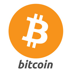 Vector logo of cryptocurrency coin Bitcoin on white background