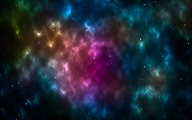 Space background with shining stars, stardust and nebula.