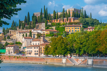 Castel San Pietro overlooking river Adige in verona, Italy