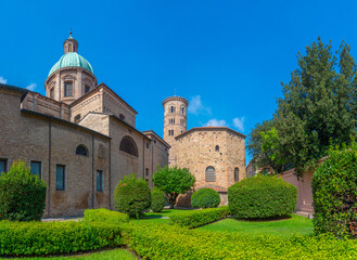 Neoniano baptistery next to the Cathedral of the Resurrection of Jesus Christ in Italian town...