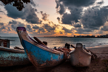 Pôr do sol na praia de Maceió, Alagoas.