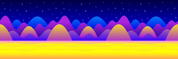 Fantastic landscape of alien planet, seamless horizontal background