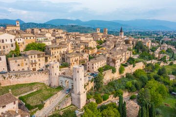 Aerial view of Italian town Spello