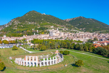 Panorama view of Italian town Gubbio
