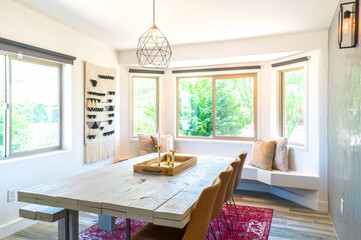 A trendy dining room table 