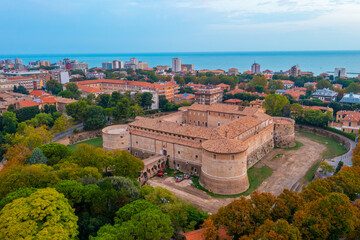 Aerial view of castle of Costance of the Sforzas in Pesaro, Italy