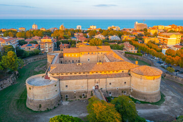 Aerial view of castle of Costance of the Sforzas in Pesaro, Italy
