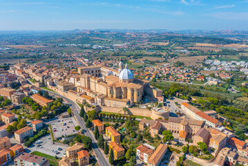 Aerial view of the Sanctuary of the Holy House of Loreto in Italy