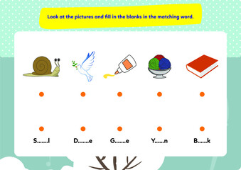 This worksheet is about completing the missing letters of the pictures.