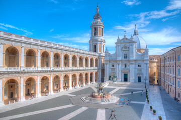 Piazza della Madonna and the Sanctuary of the Holy House of Loreto in Italy