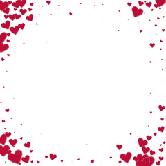 Fototapeta na wymiar Red heart love confettis. Valentine's day vignette