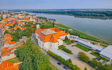 Vukovar aerial view of the old town in Croatia