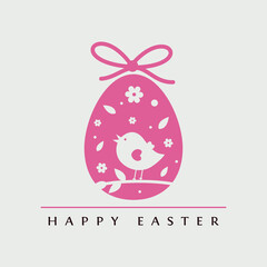 Happy easter card with red floral egg.