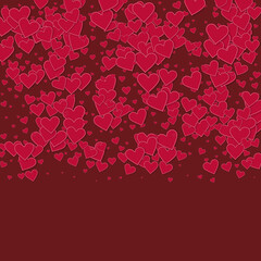 Red heart love confettis. Valentine's day gradient