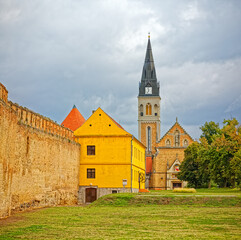 Ilok Castle old buildings and wall in northern east Croatia