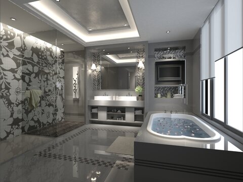 3d render of luxury bathroom