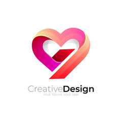 Heart logo and red color, Charity design vector, social icons