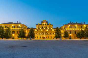 Night view of Palazzo Ducale in Parma, Italy