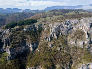 Aerial view of Lakatnik Rocks at Iskar river and Gorge, Bulgaria