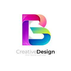 Simple letter B logo and colorful design template