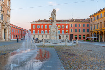 Sunset view of Piazza Roma in Italian town Modena