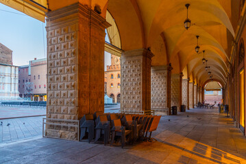 Arcade of the podesta palace in the italian city bologna © dudlajzov