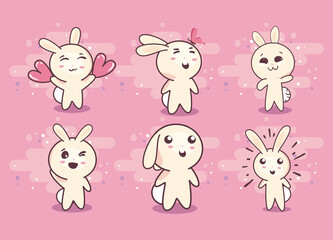 Naklejka premium six cute bunnies