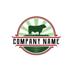 Cattle Farm Logo Design, retro or vintage style, stock Vector