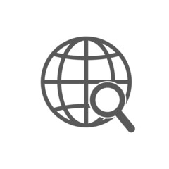 vector illustration of globe and magnifying icon.