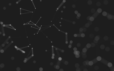 Abstract background. Molecules technology with polygonal shapes, connecting dots and lines. Connection structure. Big data visualization.