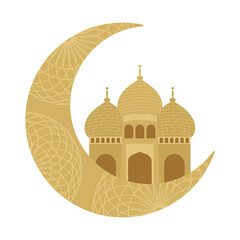 moon with mosque