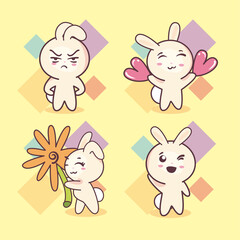 four cute bunnies