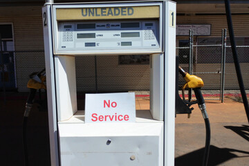 No service sign on a fuel pump.