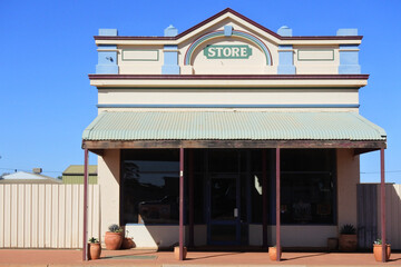 MENZIES, WA - MAR 23 2022: A closed store in Menzies Town. Menzies is a town in the...