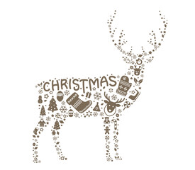 Reindeer, Christmas icon set, vector