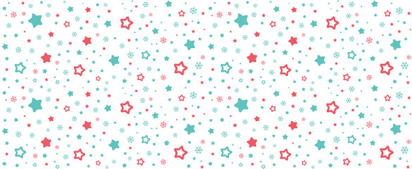 Seamless of snowflake and star, vector illustration background