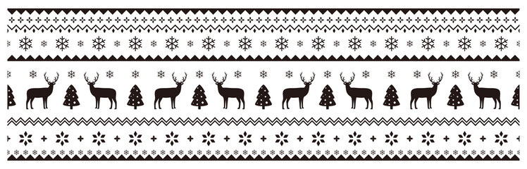 Cute deer on the knitting pattern, nordic seamless Christmas pattern, vector illustration