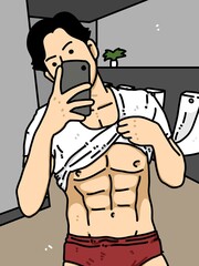 cute man cartoon in the room