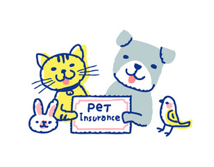 ペット保険イメージ　犬と猫とウサギと小鳥