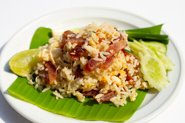 Fried rice with chinese sausage.