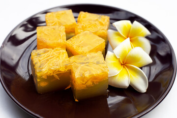 Sweet egg floss jelly. Thai dessert