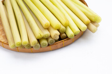 Lotus stem on white background.
