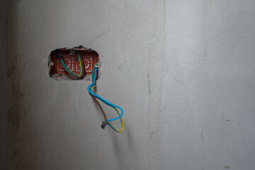 Power sockets on concrete walls,Copy space.