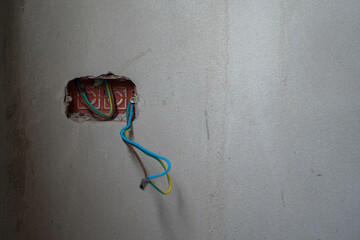 Power sockets on concrete walls,Copy space.