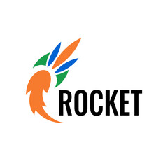 Obraz premium rocket logo template with flat colorful style