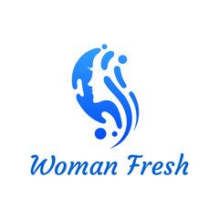 woman fresh water logo vector with flat blue color style