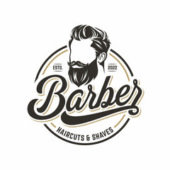 Obraz premium Vintage Barbershop Logo Design Vector Template