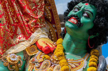 Howrah,West Bengal,India- 8th October 2019 : Mohishasuar, the demon that was killed by Goddess...